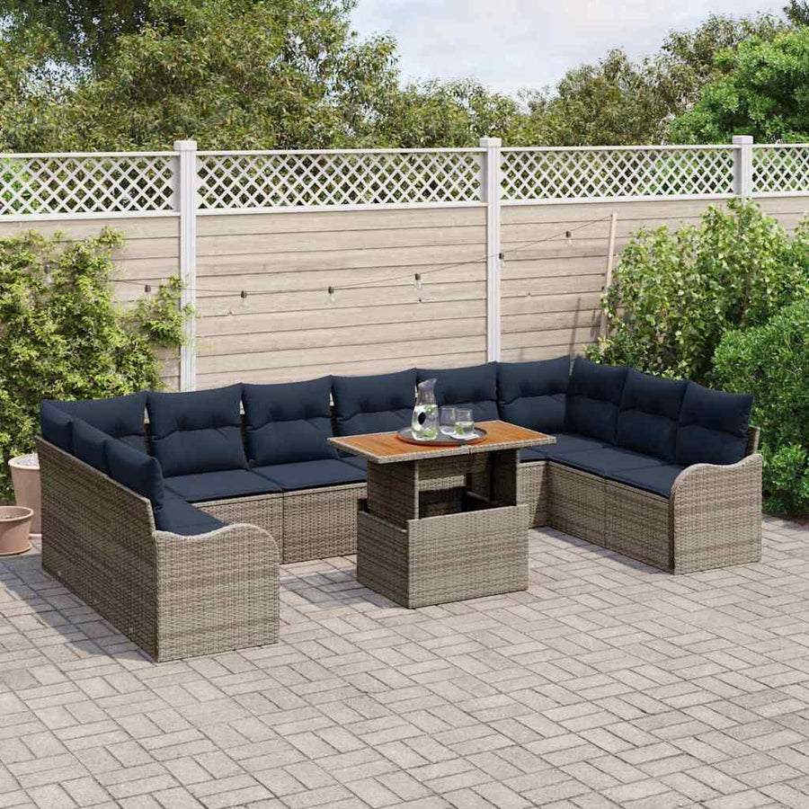 Tuin Sofa Set 11 st 10-Aantal zitplaatsen grijs en marineblauw