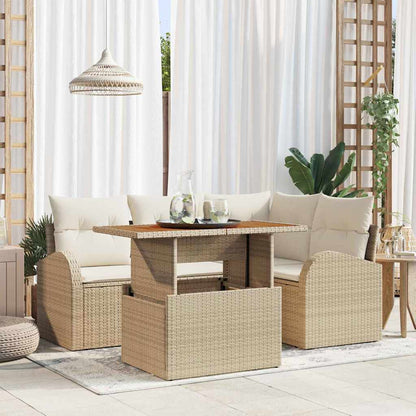Tuin Sofa Set met kussen 5 pcs beige en crèmekleurig