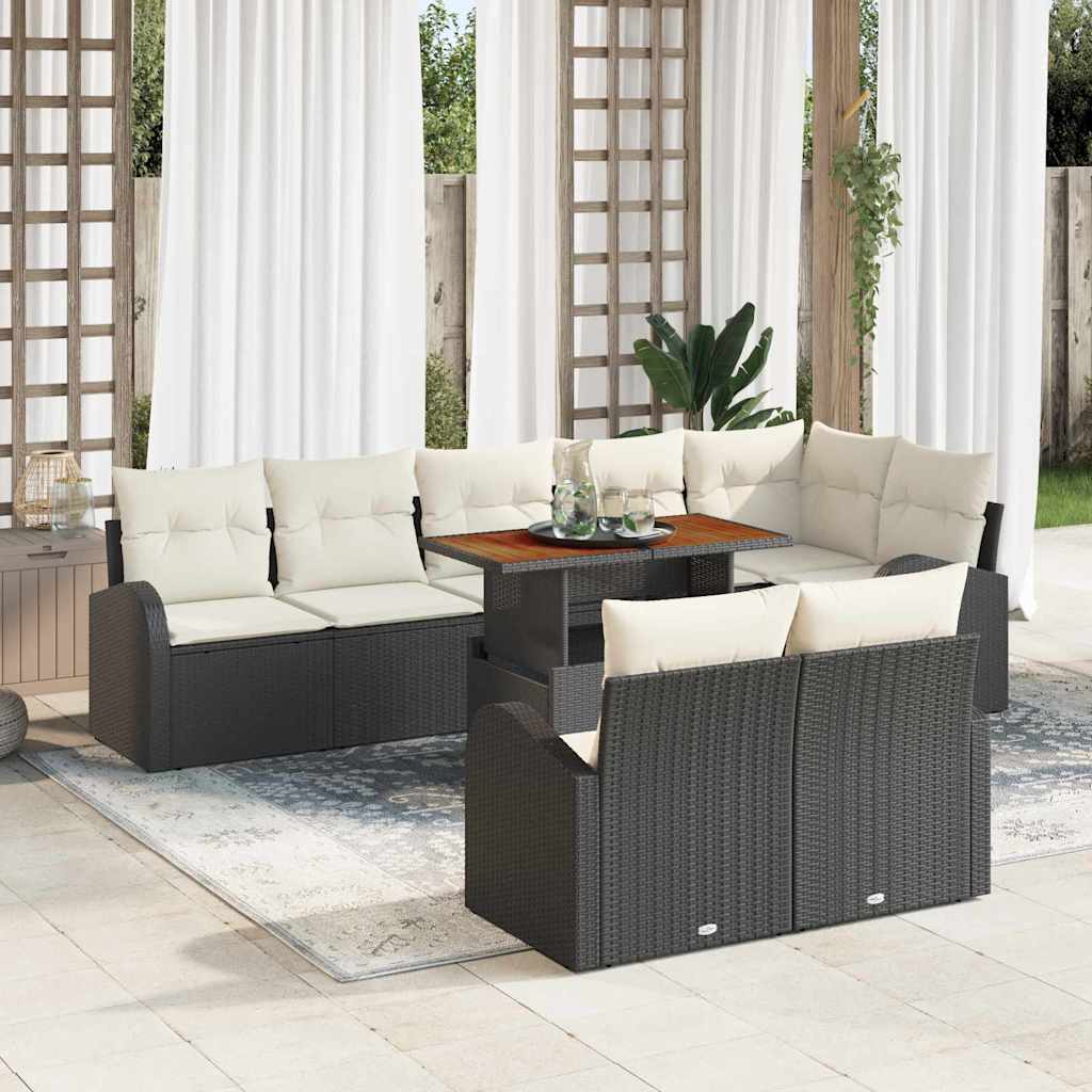 Tuin Sofa Set met kussen 9 pcs Zwart en crème