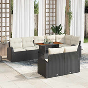 Loungeset 9-delig poly rattan zwart acaciahout