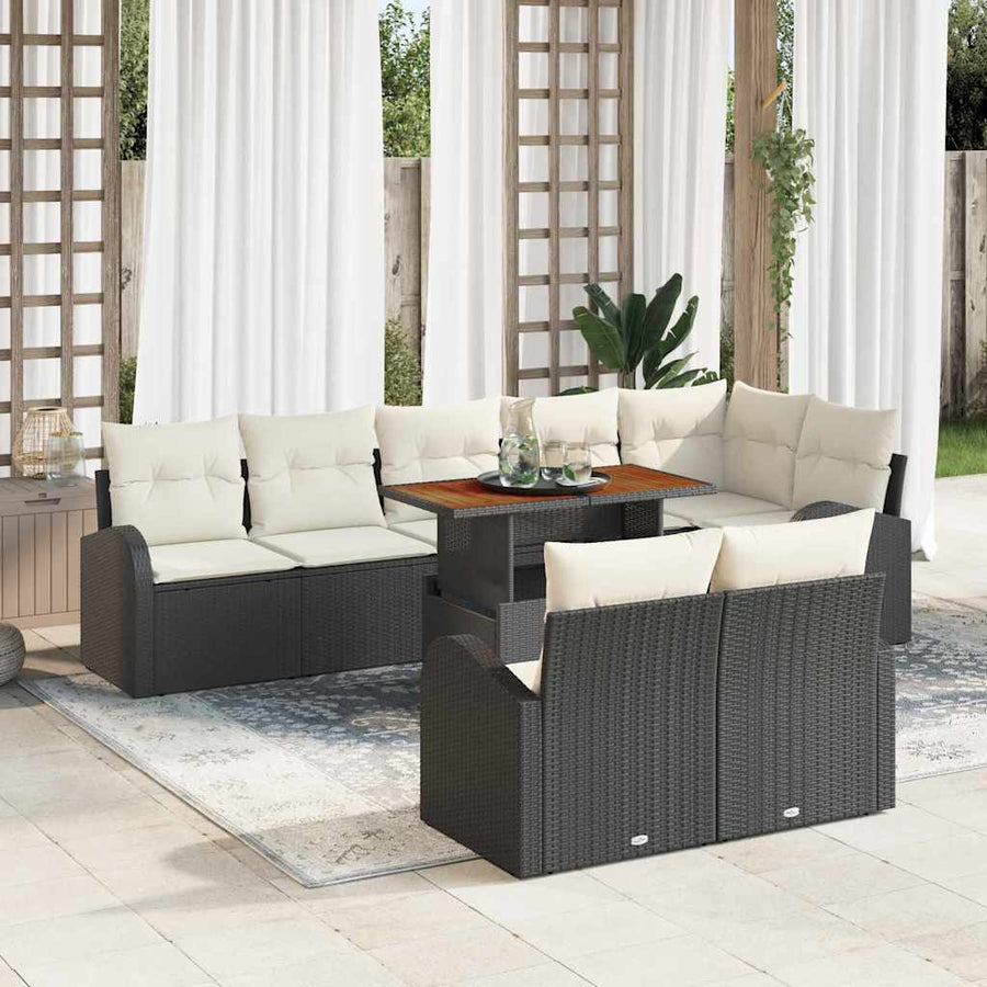Tuin Sofa Set met kussen 9 pcs Zwart en crème