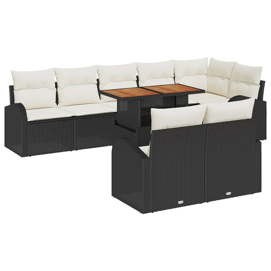 Tuin Sofa Set met kussen 9 pcs Zwart en crème