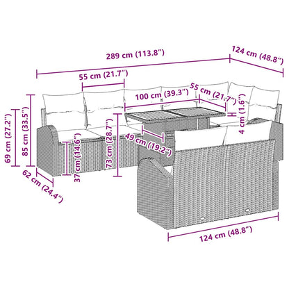 Tuin Sofa Set met kussen 9 pcs beige en crèmekleurig