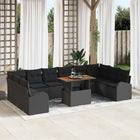 Tuinset 11-delig poly rattan acaciahout zwart