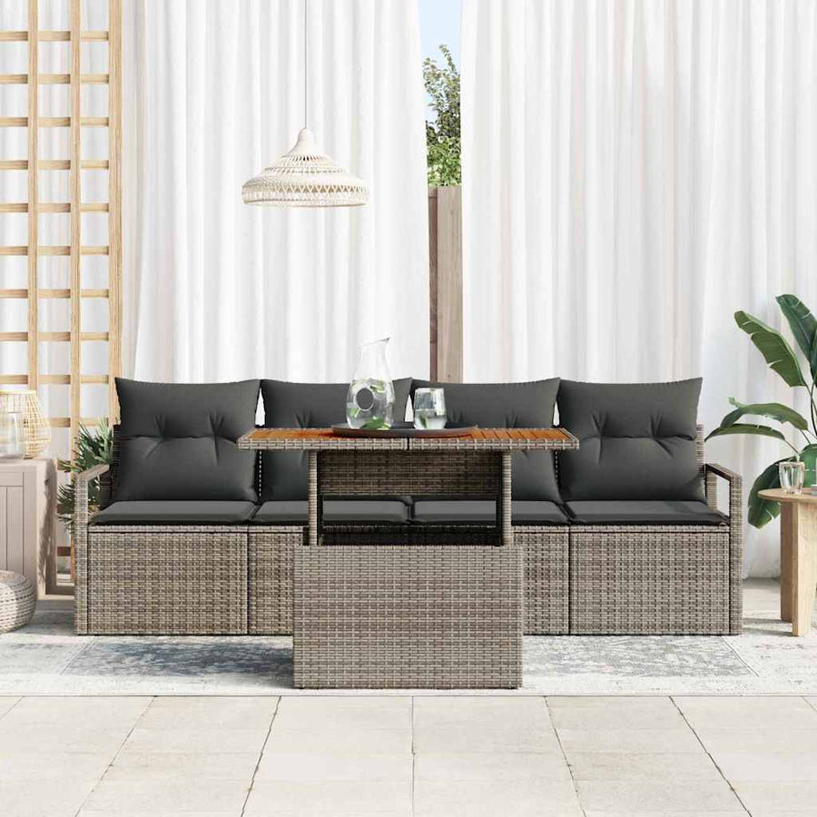 Tuin Sofa Set met kussen 5 pcs Grijs