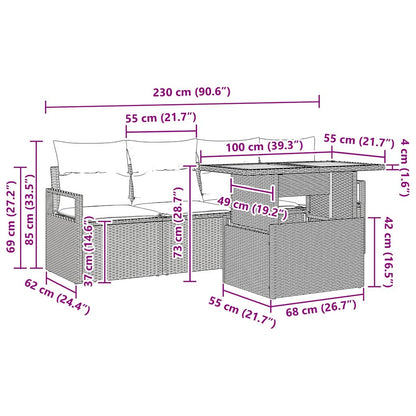 Tuin Sofa Set met kussen 5 pcs Grijs