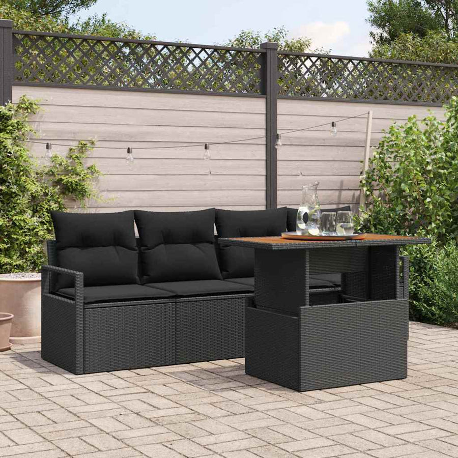 Tuin Sofa Set met kussen 5 pcs Zwart