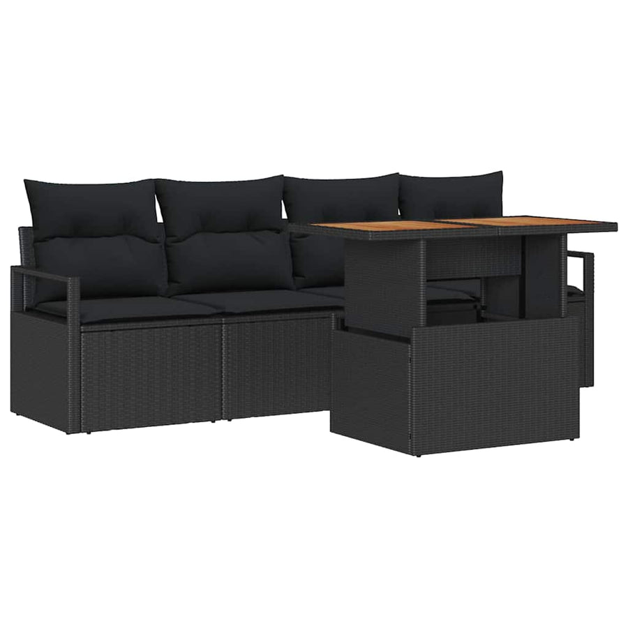 Tuin Sofa Set met kussen 5 pcs Zwart