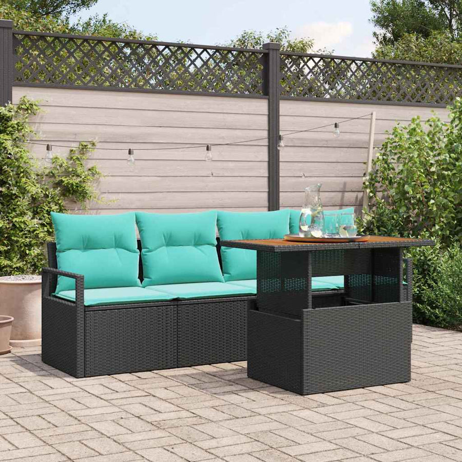 Tuin Sofa Set met kussen 5 pcs Zwart en blauw