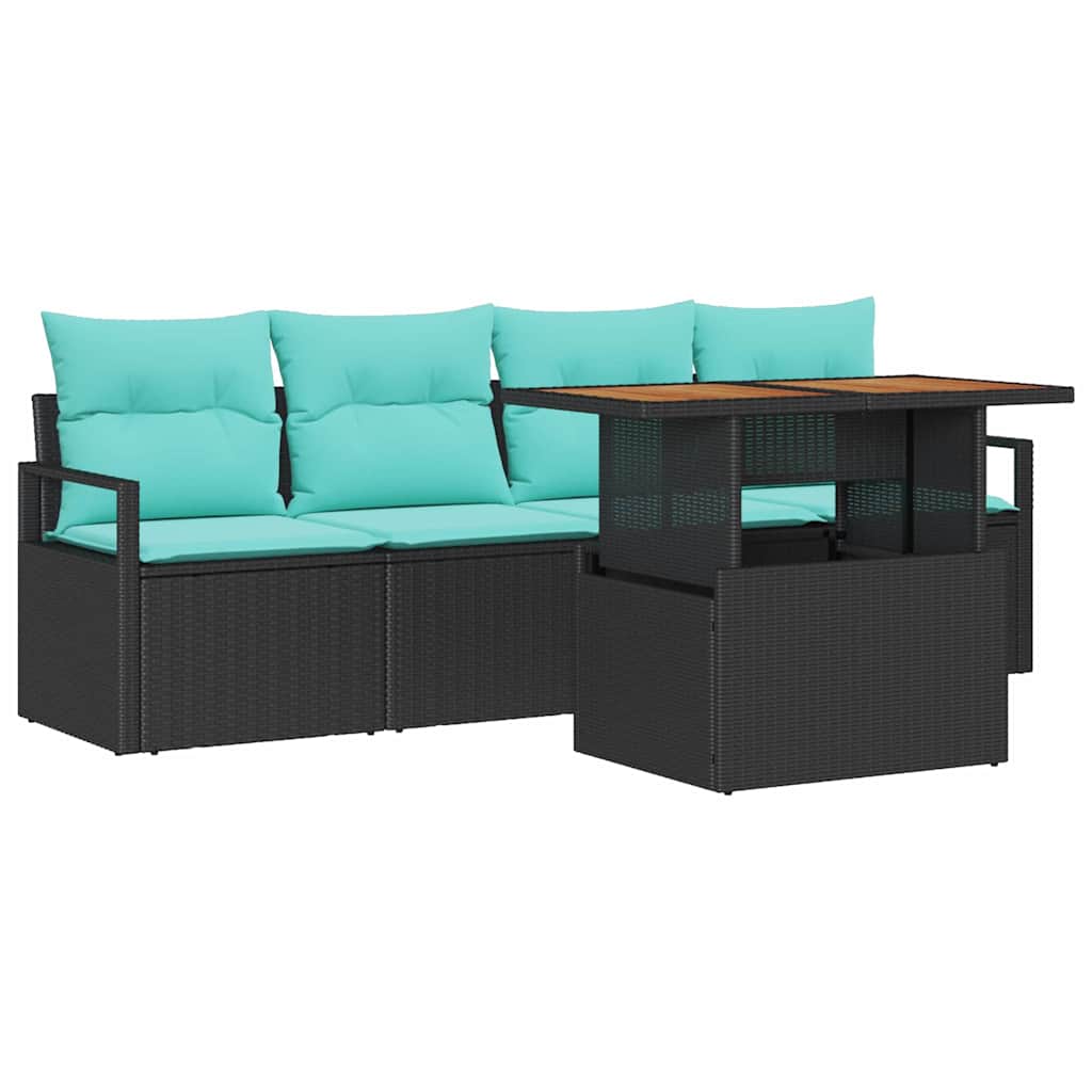 Tuin Sofa Set met kussen 5 pcs Zwart en blauw