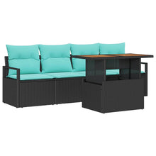 Tuin Sofa Set met kussen 5 pcs Zwart en blauw