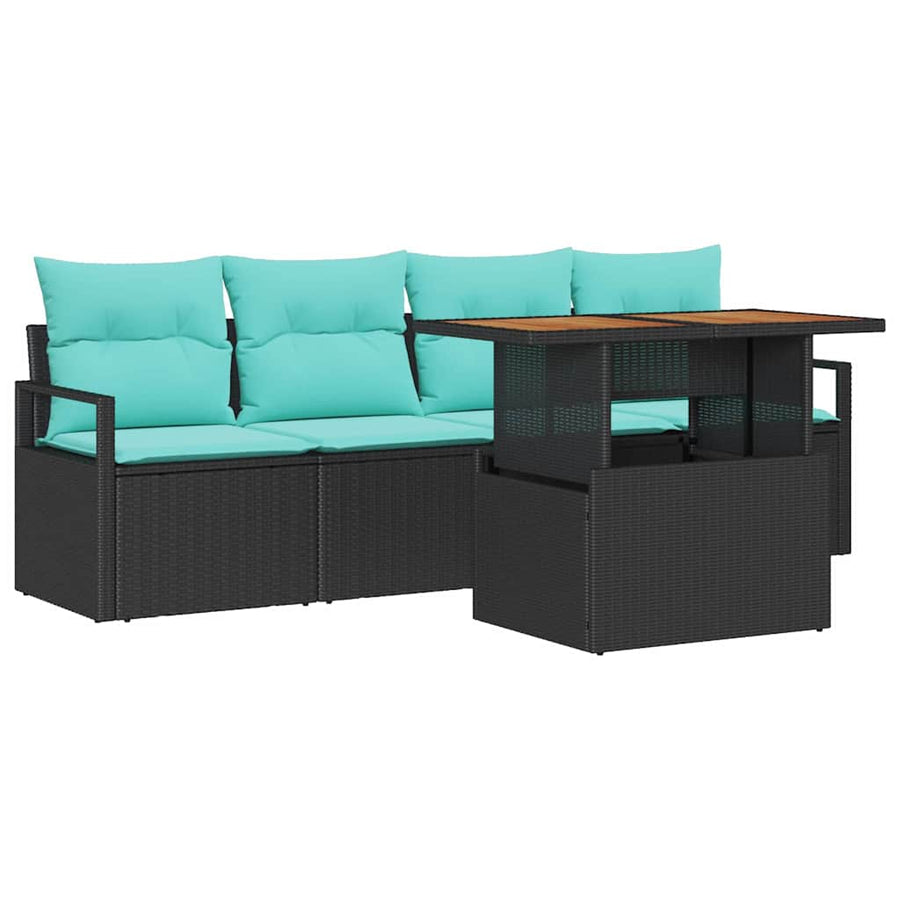 Tuin Sofa Set met kussen 5 pcs Zwart en blauw