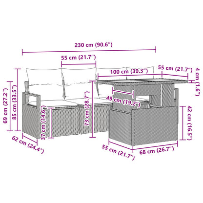 Tuin Sofa Set met kussen 5 pcs Zwart en blauw