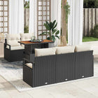Tuinset poly rattan acaciahout zwart crème
