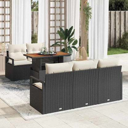 Tuin Sofa Set met kussen 6 pcs Zwart en crème