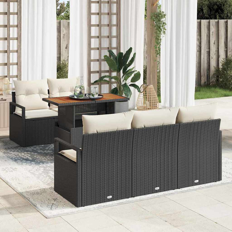 Tuin Sofa Set met kussen 6 pcs Zwart en crème