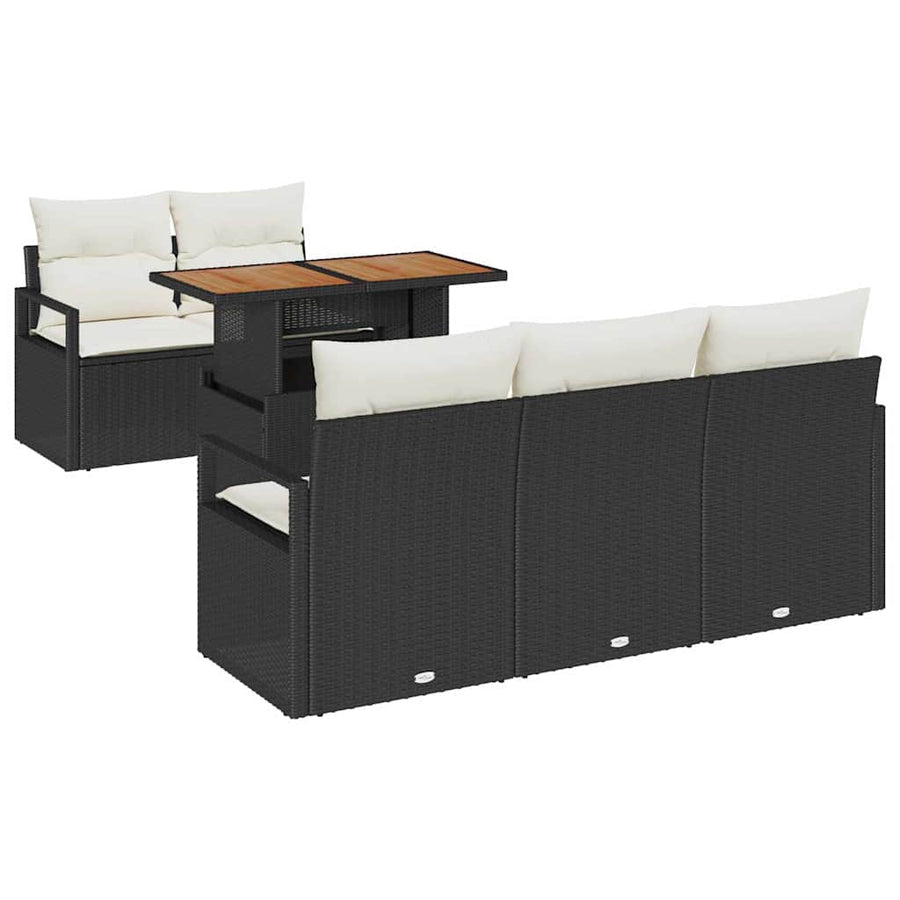 Tuin Sofa Set met kussen 6 pcs Zwart en crème