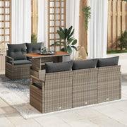 Tuinset poly rattan acaciahout grijs 6-delig