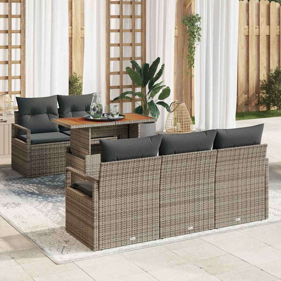 Tuin Sofa Set met kussen 6 pcs Grijs