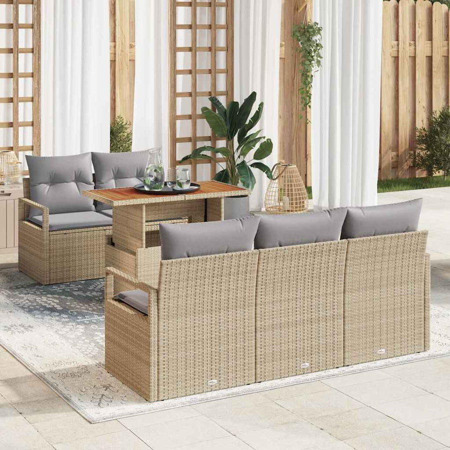 Tuin Sofa Set met kussen 6 pcs beige en lichtgrijs