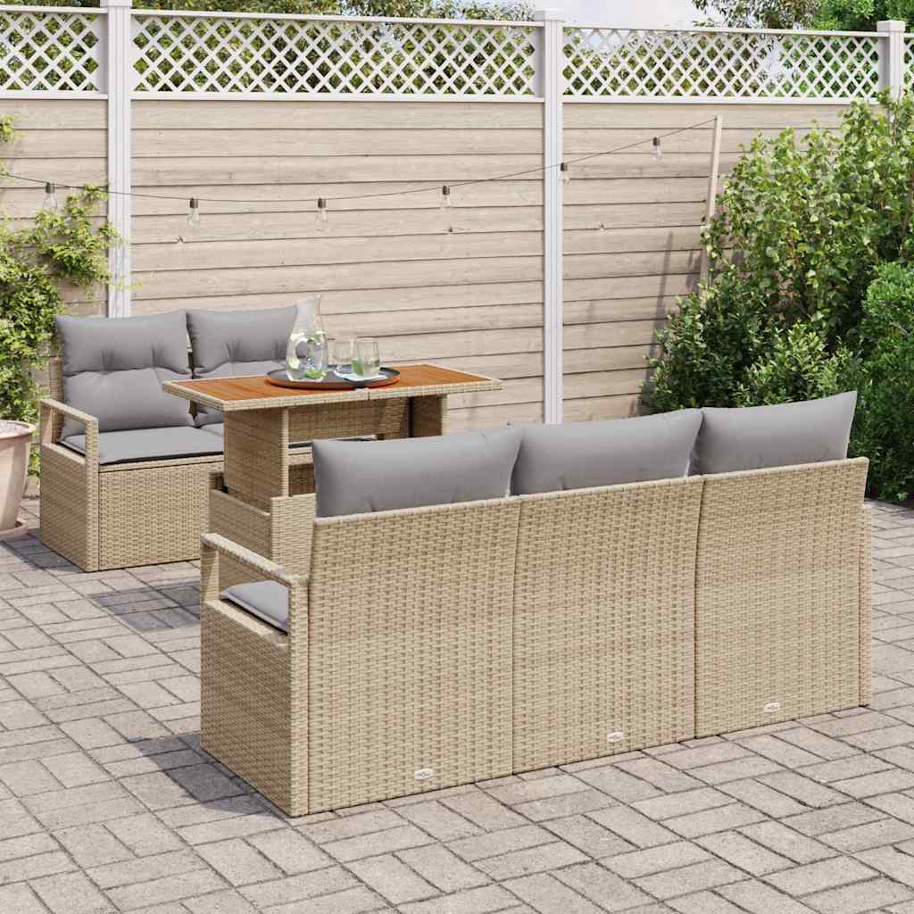 Tuin Sofa Set met kussen 6 pcs beige en lichtgrijs