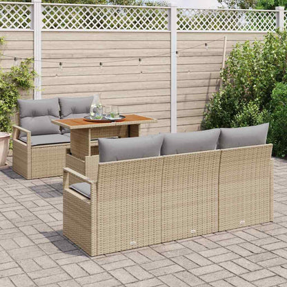 Tuin Sofa Set met kussen 6 pcs beige en lichtgrijs