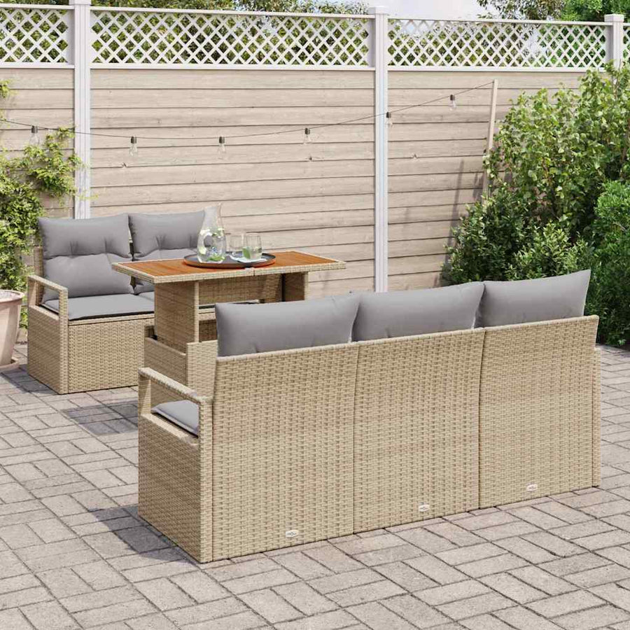 Tuin Sofa Set met kussen 6 pcs beige en lichtgrijs