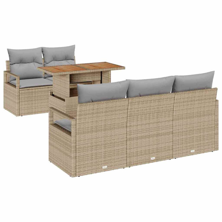 Tuin Sofa Set met kussen 6 pcs beige en lichtgrijs