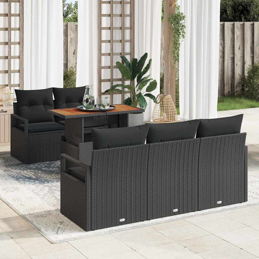 Tuin Sofa Set met kussen 6 pcs Zwart