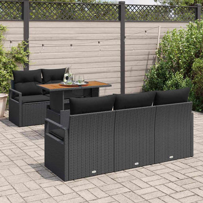 Tuin Sofa Set met kussen 6 pcs Zwart