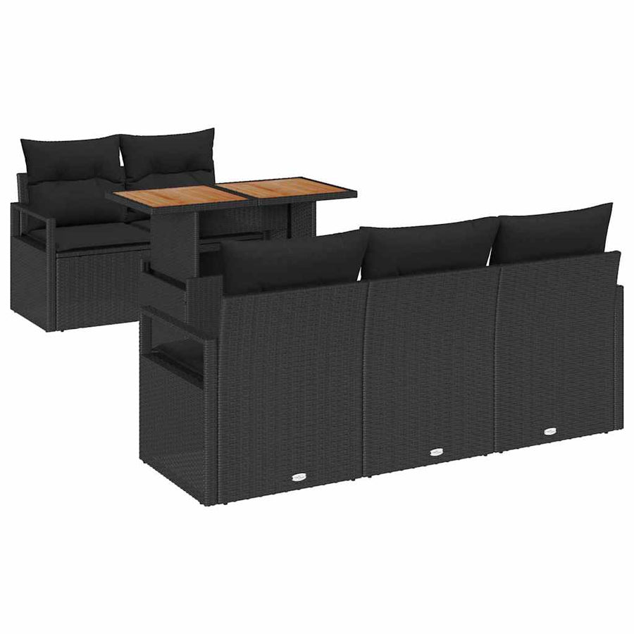 Tuin Sofa Set met kussen 6 pcs Zwart