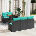Tuinset 6-delig poly rattan acaciahout zwart blauw