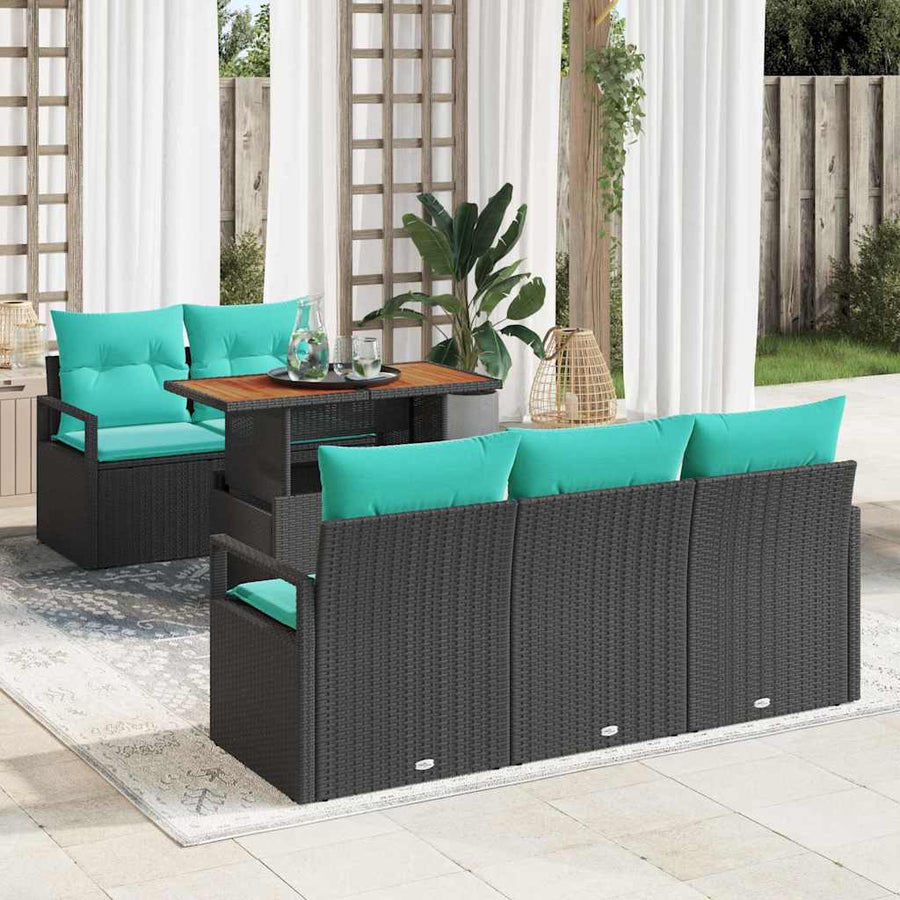 Tuin Sofa Set met kussen 6 pcs Zwart en blauw