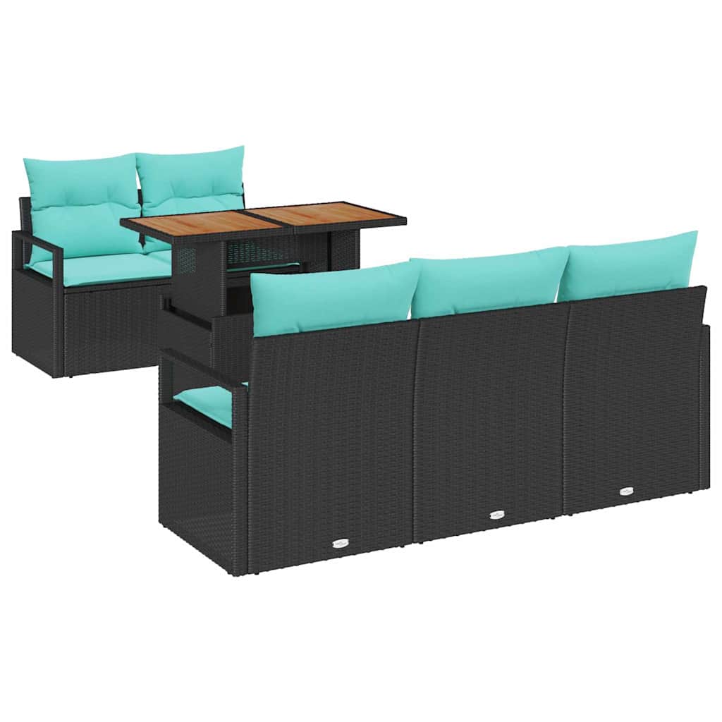 Tuin Sofa Set met kussen 6 pcs Zwart en blauw