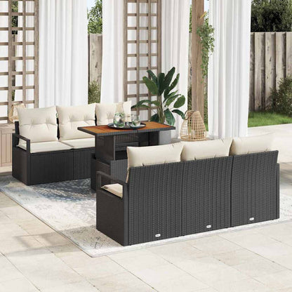 Tuin Sofa Set met kussen 7 pcs Zwart en crème