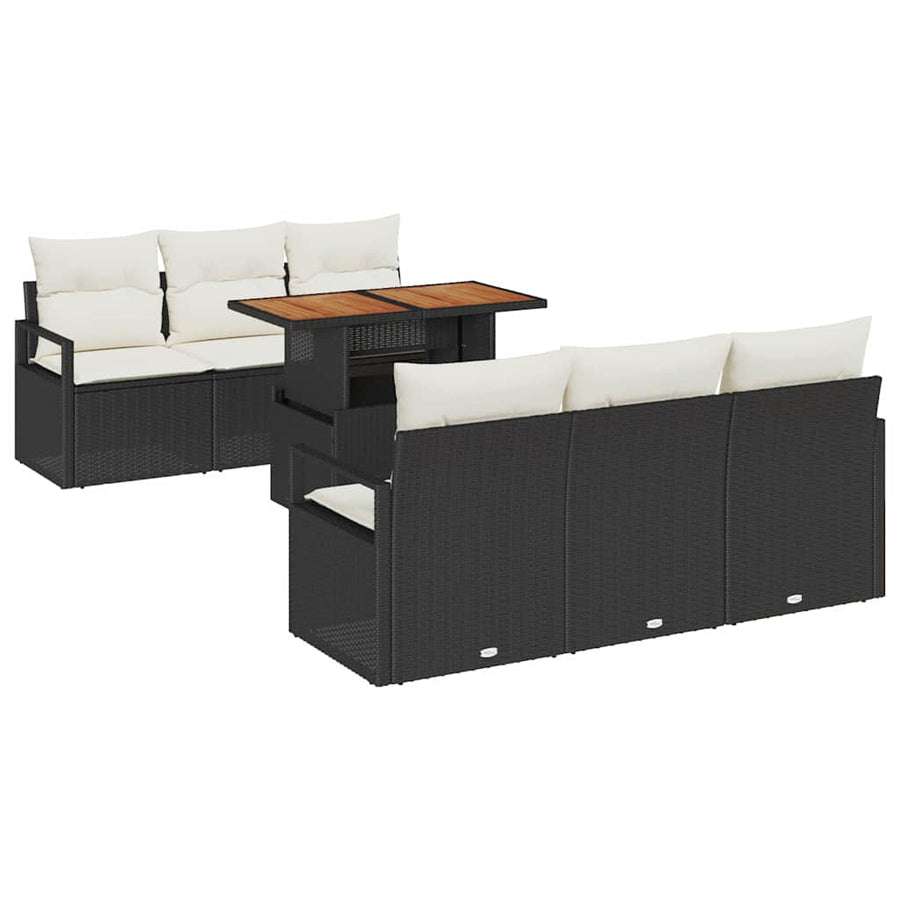 Tuin Sofa Set met kussen 7 pcs Zwart en crème