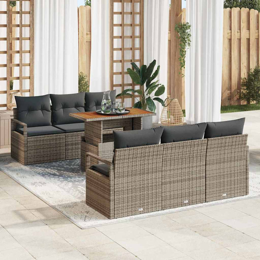 Tuin Sofa Set met kussen 7 pcs Grijs