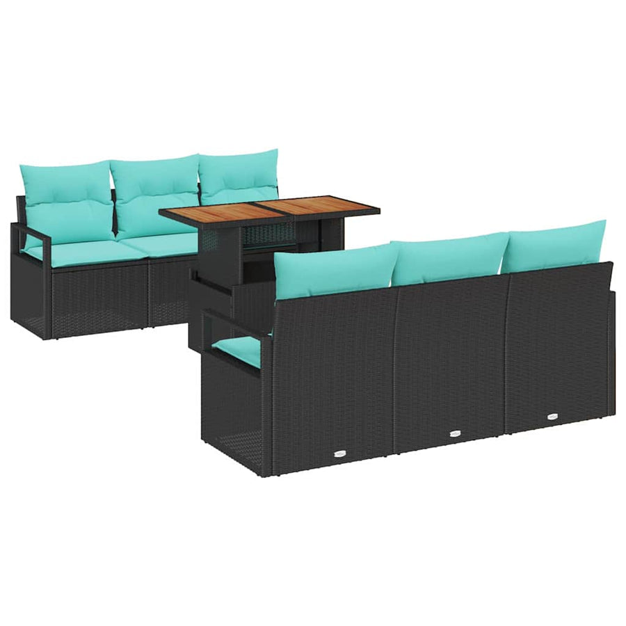 Tuin Sofa Set met kussen 7 pcs Zwart en blauw