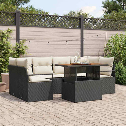 Tuin Sofa Set met kussen 7 pcs Zwart en crème