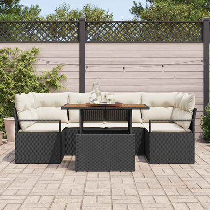 Tuin Sofa Set met kussen 7 pcs Zwart en crème