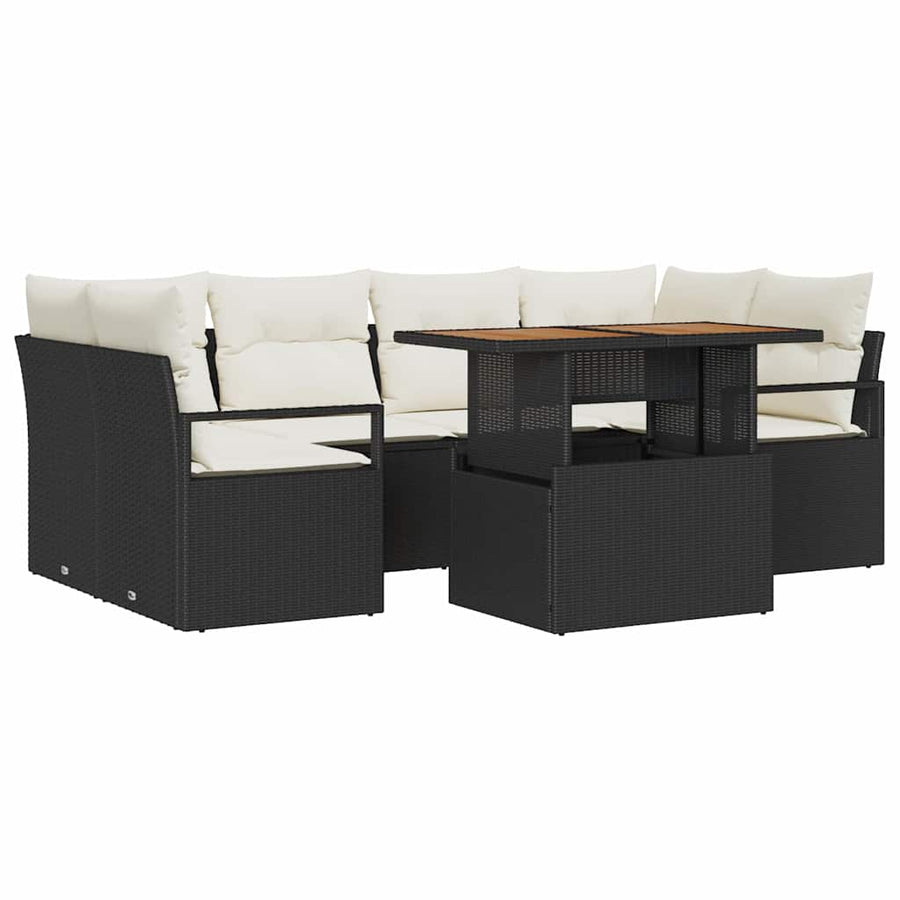 Tuin Sofa Set met kussen 7 pcs Zwart en crème