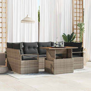Tuinset poly rattan grijs 7-delig