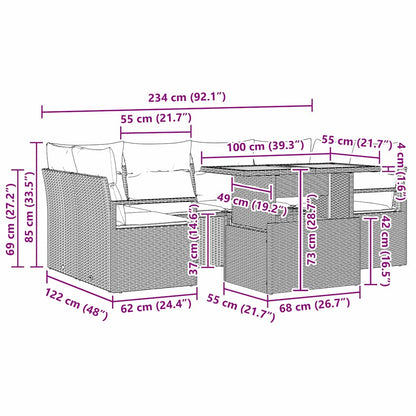 Tuin Sofa Set met kussen 7 pcs Grijs