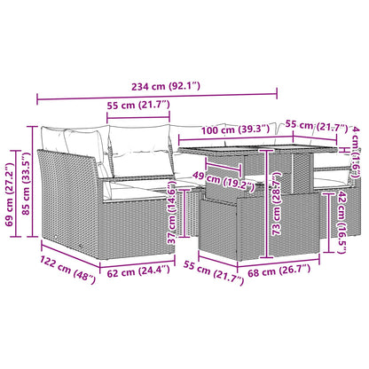 Tuin Sofa Set met kussen 7 pcs grijs en marineblauw