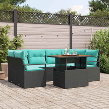 Tuin Sofa Set met kussen 7 pcs Zwart en blauw