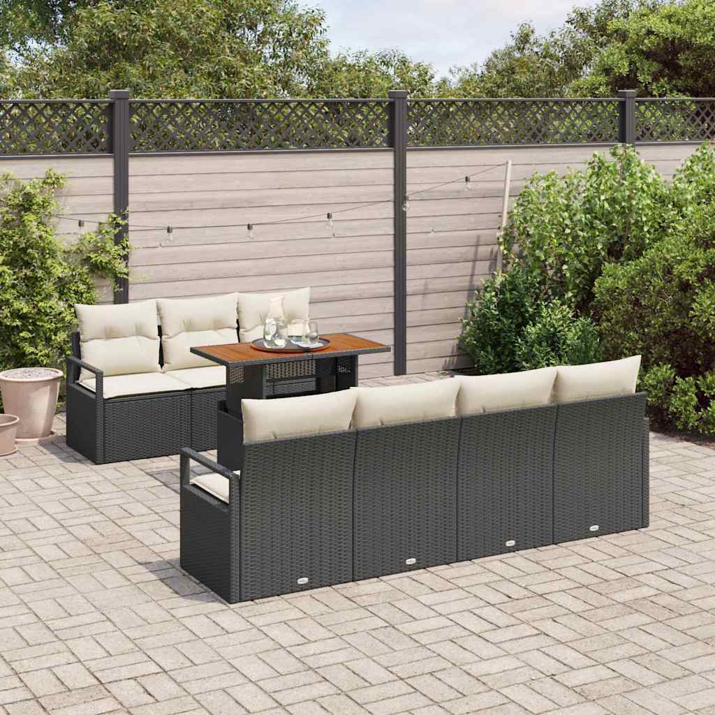 Tuin Sofa Set met kussen met kussen 8 pcs Zwart en Crème