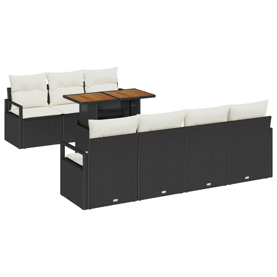 Tuin Sofa Set met kussen met kussen 8 pcs Zwart en Crème