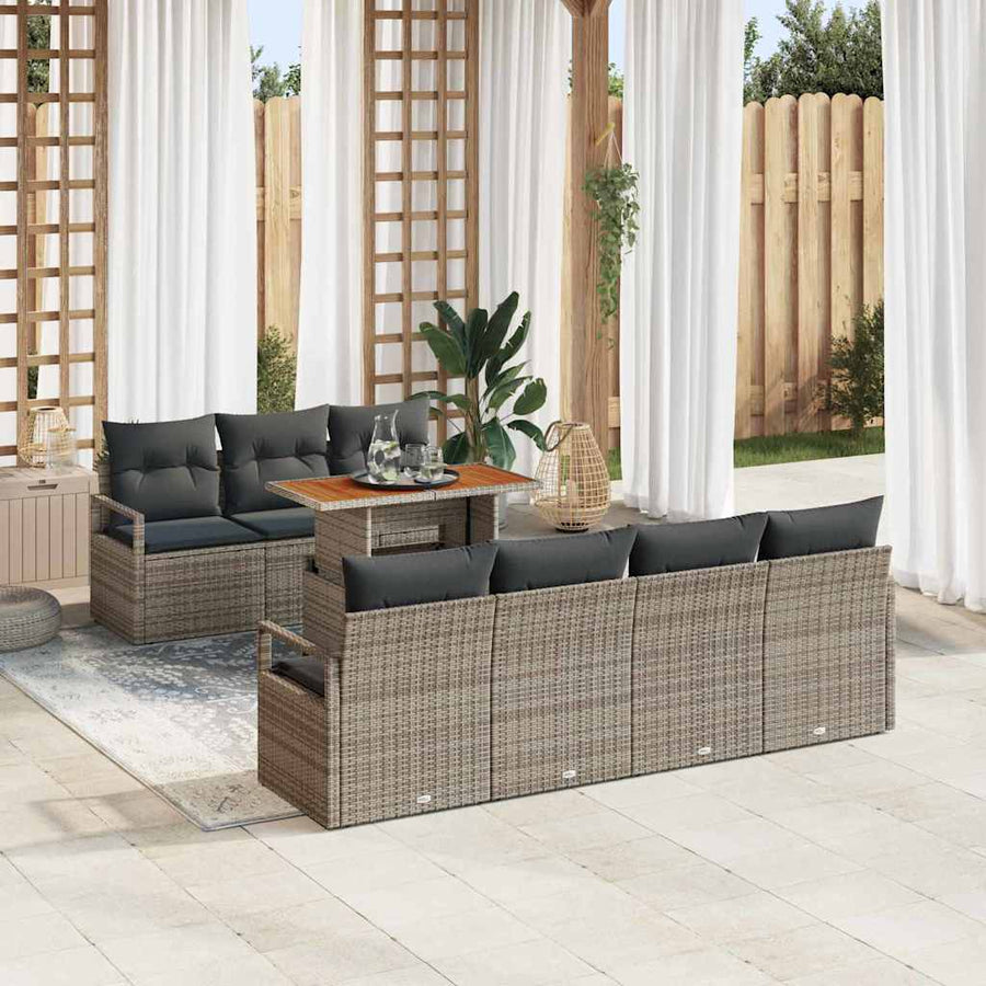 Tuin Sofa Set met kussen met kussen 8 pcs Grijs en Bruin