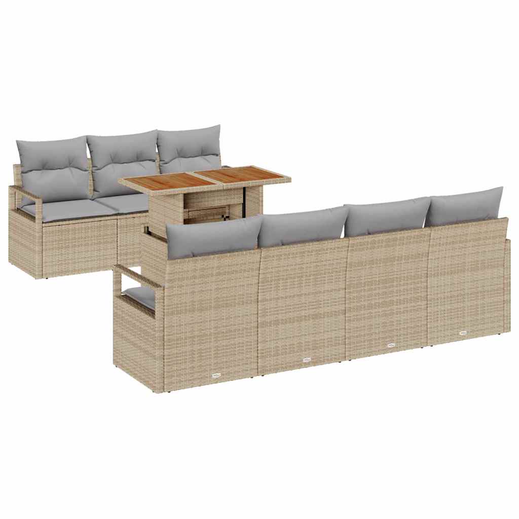 Tuin Sofa Set met kussen met kussen 8 pcs Beige en Grijs