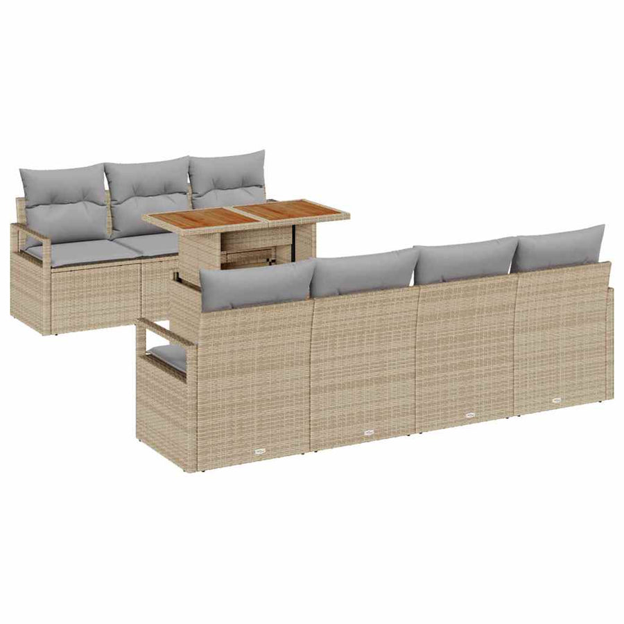 Tuin Sofa Set met kussen met kussen 8 pcs Beige en Grijs